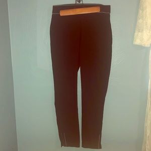 Black Straight Leg Stretch Pants w White Trim